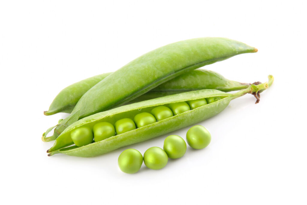 Green peas and pea pods