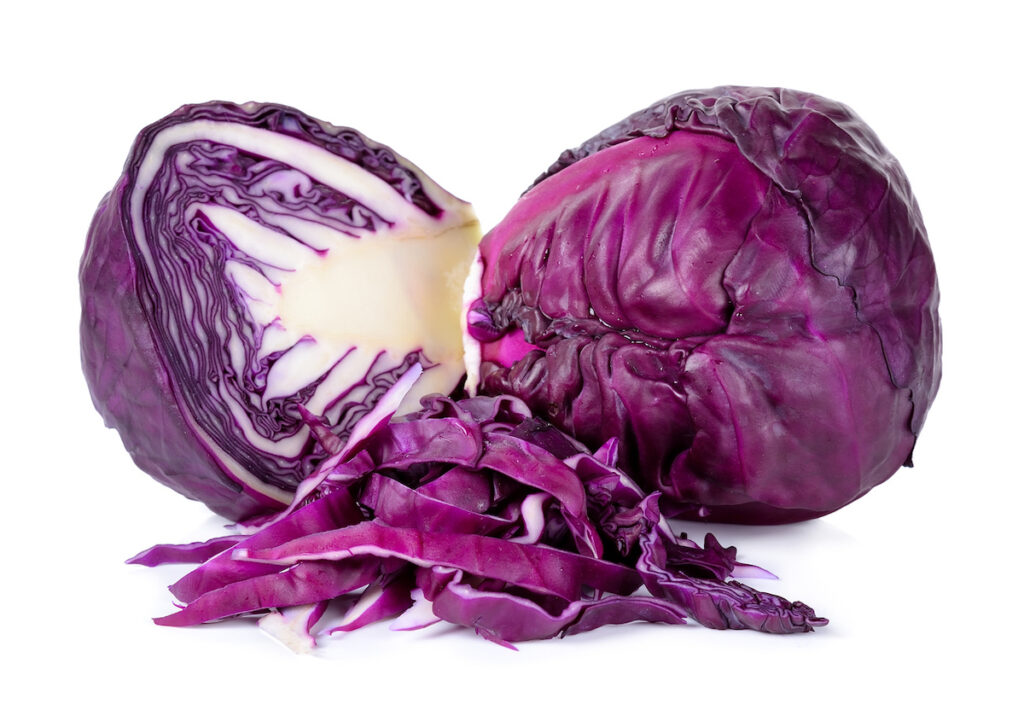 Sliced red cabbage isolated on white