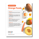 poster that shows orange fruits and veggies