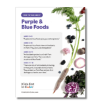 print that shows purple and blue fruits and veggies