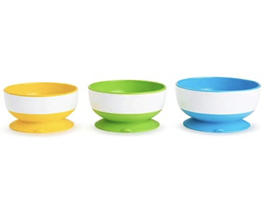 Guilty Gadgets SET OF 3 KIDS FEEDING BOWLS BABY WEANING SET BABY DISHES PLATES Randomly selected colours 