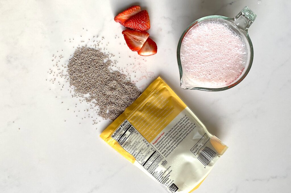 Strawberry chia pudding ingredients